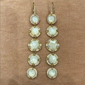 Melinda Maria Elegant Gold and Cream Dangle Earrings
